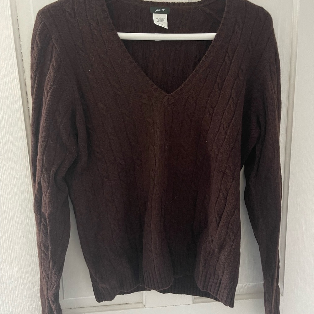 J. Crew Women's Dark Brown V-Neck Sweater